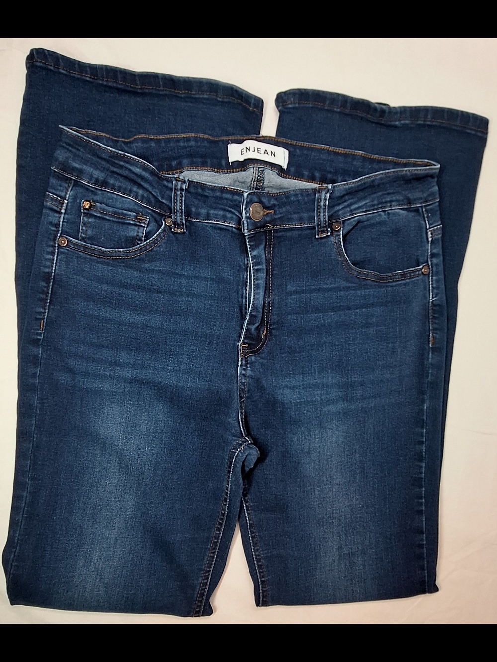 ENJEAN Dark Wash High Rise Bootcut Jeans Size 15/32 Stretch Denim